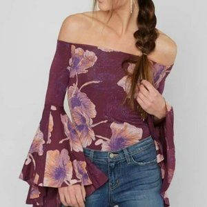 Free People Bell Sleeve Birds of Paradise Top